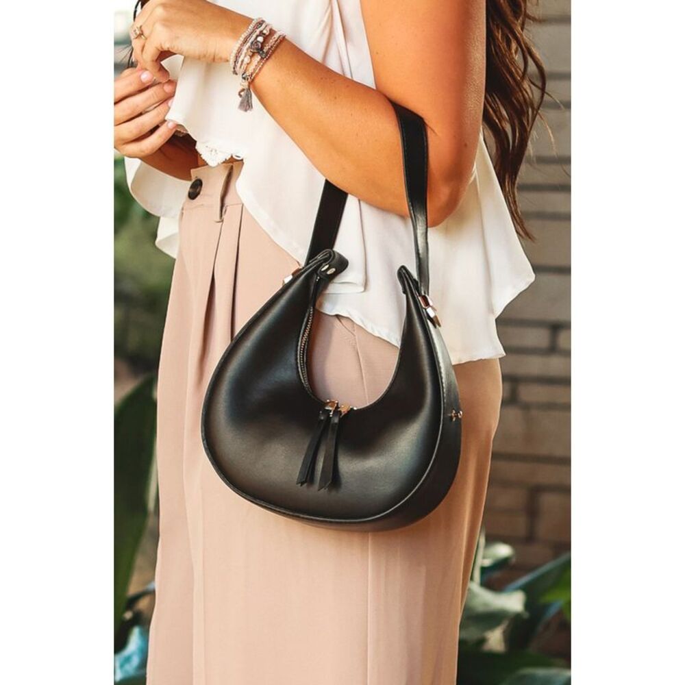 Azura Exchange  Adjustable Strap Zipped Faux Leather Shoulder Bag - Picture 7 of 10